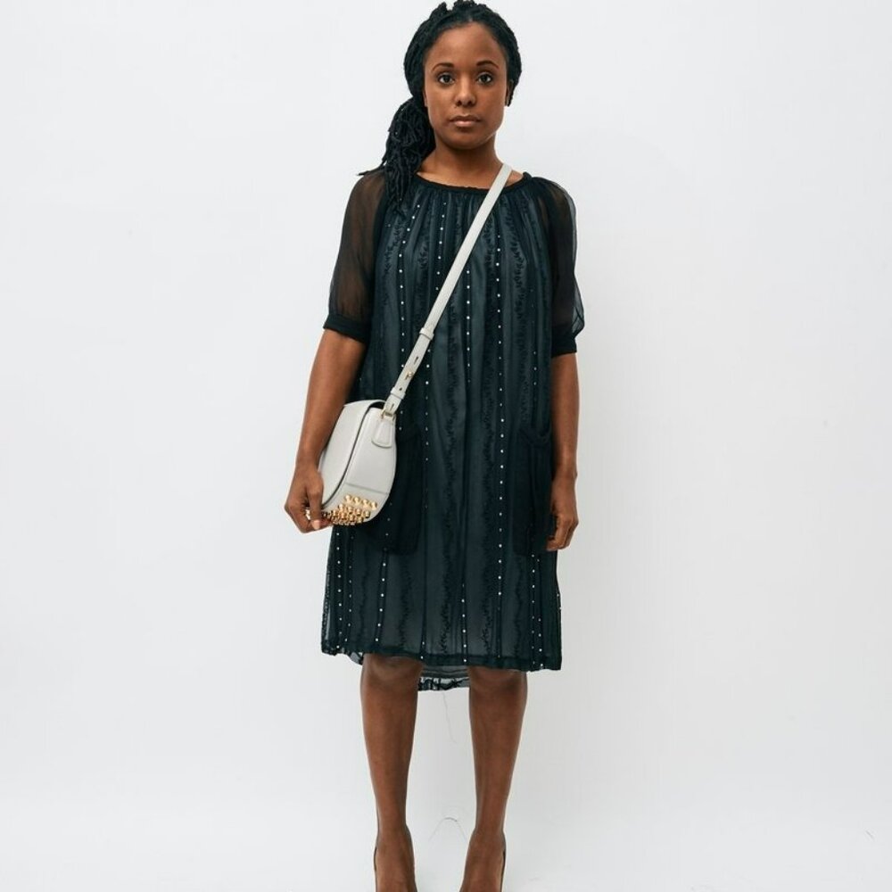 Courreges Paris 1960's Stunning Silk Crystal Embellished Cocktail Dress